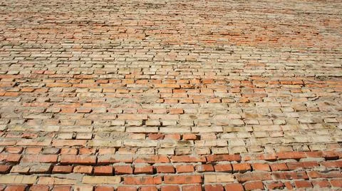 Brick wall in the form of a horizontal perspective. brick wall texture &amp; pattern Stock Photos
