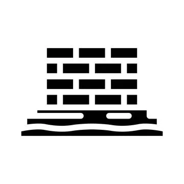 Brick wall foundation constructing a building strong structure Ilustración de archivo