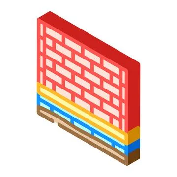 Brick wall foundation construction isometric illustration 스톡 일러스트