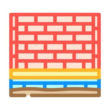 Brick wall foundation layer with insulation system Stock Illustration