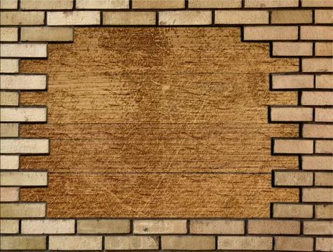 Brick wall in the frame Stock Photos