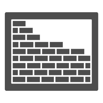 Brick wall frame solid icon. Brickwork, block masonry architecture symbol, glyph イラスト素材