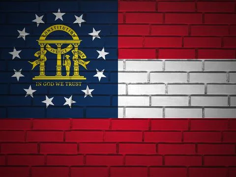 Brick wall Georgia state flag Stock Illustration