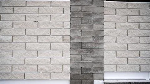 Brick wall, Gray white bricks wall texture background for graphic design. Wal Foto stock