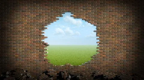 Brick wall with hole Stock Illustration