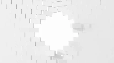 A brick wall with a hole in it. 3D illustration Stock Illustration