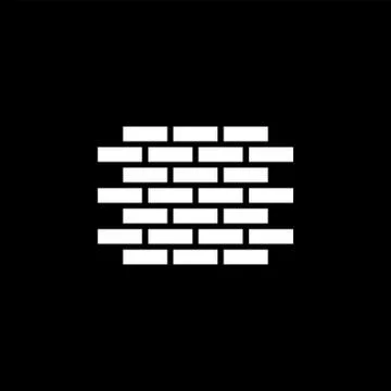 Brick Wall Icon On Black Background. Black Flat Style Vector Illustration Stock Illustration