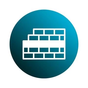 Brick wall icon on blue background, representing construction, security, an.. Stock Illustration