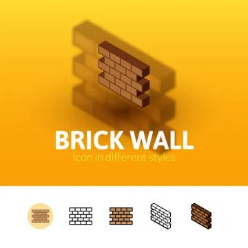 Brick wall icon in different style Stock Illustration