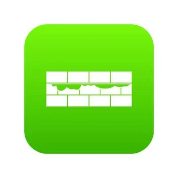 Brick wall icon digital green Illustrazione stock
