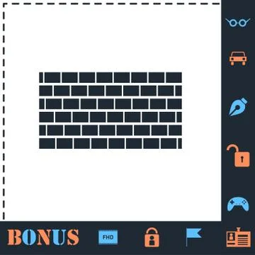 Brick wall icon flat Stock Illustration