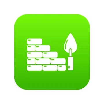 Brick wall icon green vector Illustrazione stock