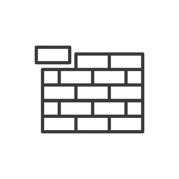 Brick wall, icon in line design. Brick, wall, construction, masonry, building Stock Illustration