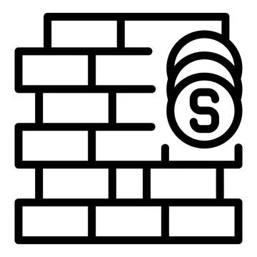 Brick wall icon outline vector. Building subsidy Ilustración de archivo