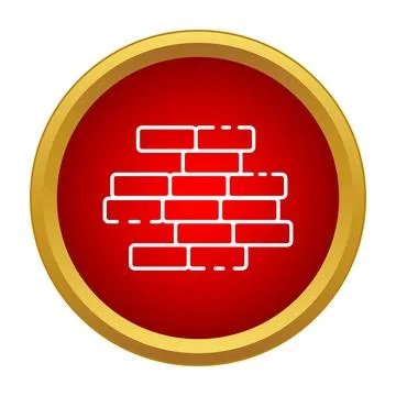 Brick wall icon representing construction and building materials Stock Illustration