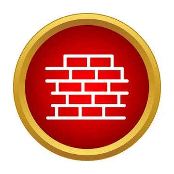 Brick wall icon representing construction and building barrier Stock Illustration