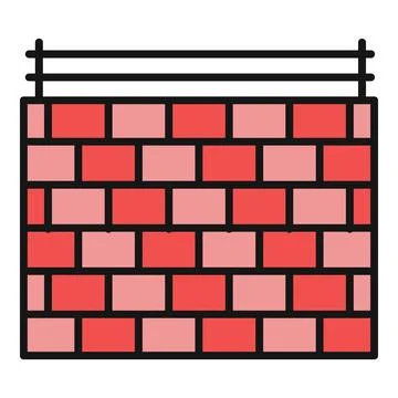 Brick wall icon showing security and construction 스톡 일러스트