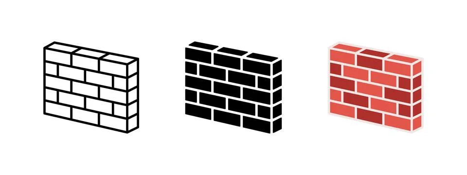Brick wall icon. Stone block barrier symbol. Construction facade brickwork .. Stock Illustration