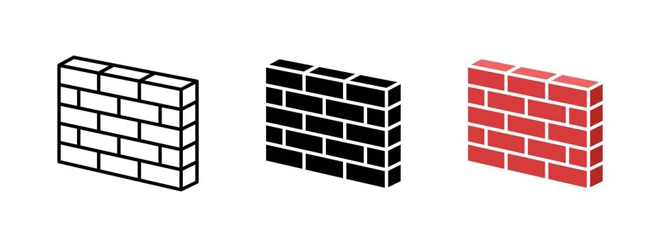 Brick wall icon. Stone block barrier symbol. Construction facade brickwork .. Stock Illustration