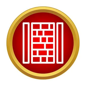Brick wall icon symbolizing construction and barrier Stock Illustration