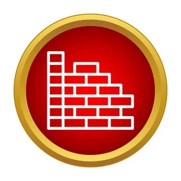 Brick wall icon symbolizing construction and building process Stock Illustration