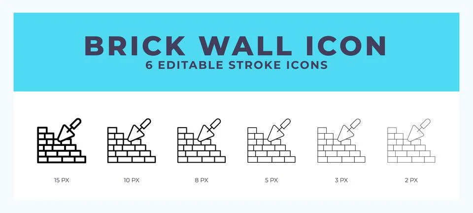 Brick wall icon in thin line. Bold line. Regular line. Editable stroke. Stock Illustration