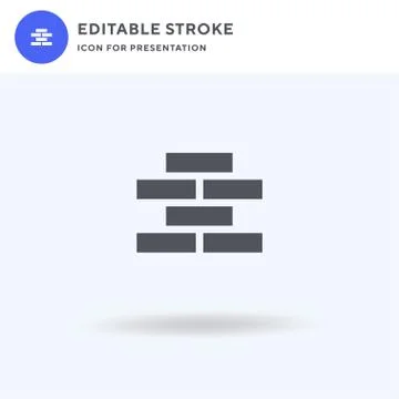 Brick Wall icon vector, filled flat sign, solid pictogram isolated on white,  Illustrazione stock