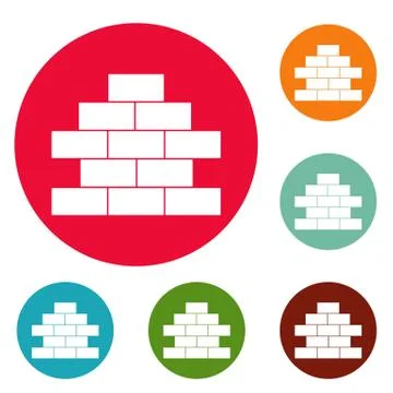 Brick wall icons circle set vector イラスト素材