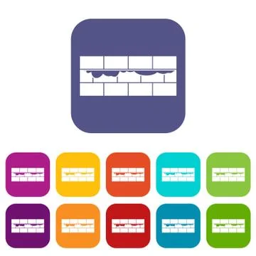 Brick wall icons set Illustrazione stock