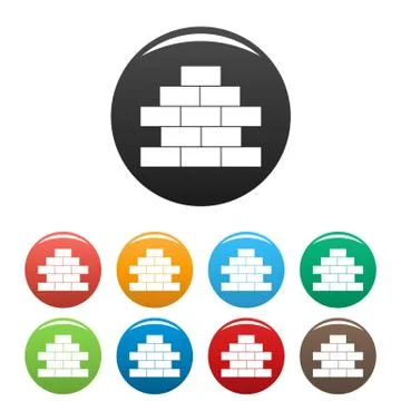 Brick wall icons set vector Stock Illustration