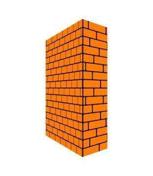 Brick wall isolated perspective. Brickwork Vector illustration Stock Illustration