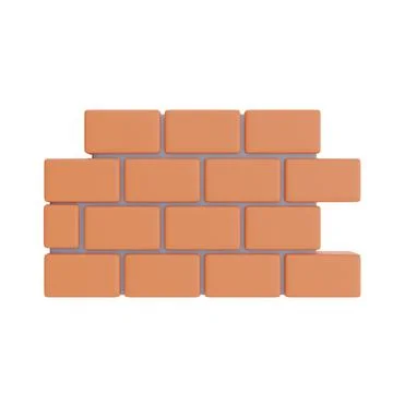 Brick wall isolated on white background, construction tools and equipment, la Stock Illustration