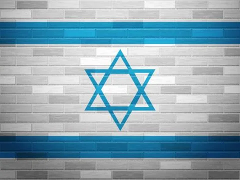 Brick wall Israel flag Stock Illustration