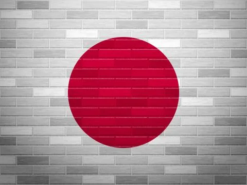 Brick wall Japan flag Stock Illustration