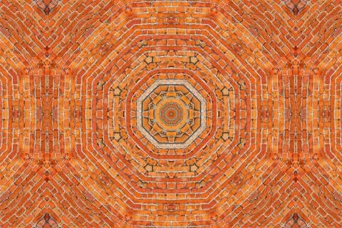 Brick wall kaleidoscopic pattern Illustrazione stock