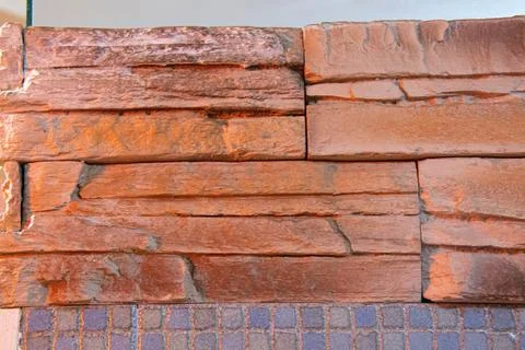 Brick wall in the kitchen. Decorative brick. Kitchen decoration. Stock Photos