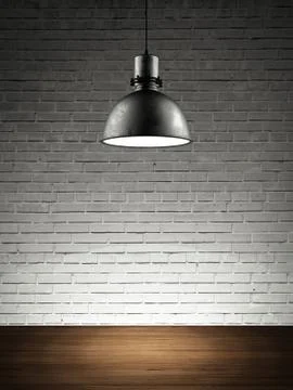 Brick wall with lamp Illustrazione stock