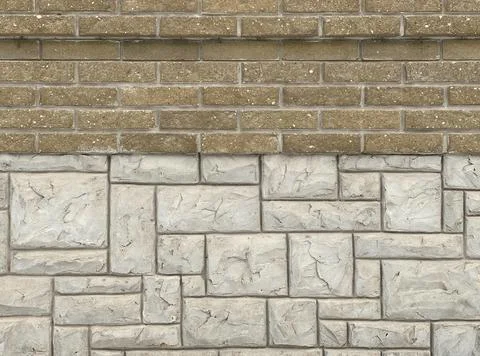 Brick wall, large and small masonry, large and small bricks, beige light Stock Photos