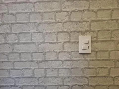 Brick wall with light switch Stock Photos