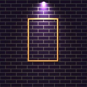 Brick wall with a lighted frame, vector illustration. Stock Illustration