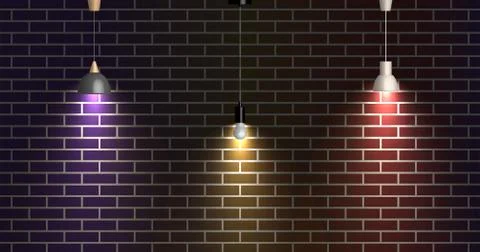 Brick wall with a lights, vector illustration. Stock Illustration