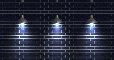 Brick wall with a lights, vector illustration. Stock Illustration