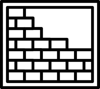 Brick Wall Line Icon Design Stock Illustration