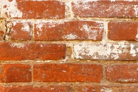 Brick wall made of old red brick. Stock Photos