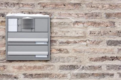Brick wall with mailbox 스톡 사진