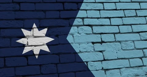 A brick wall with the minnesota state flag of the United States of America Video stock 337429798
