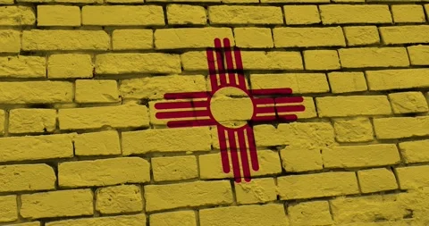 A brick wall with the new mexico state flag of the United States of America Video stock 337429985