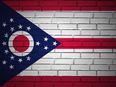Brick wall Ohio state flag Stock Illustration