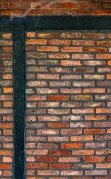 Brick wall in old masonry for rustic texture. Brick wall facade background. B Stock Photos
