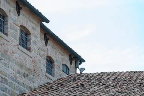 Brick wall in old stone Stock Photos